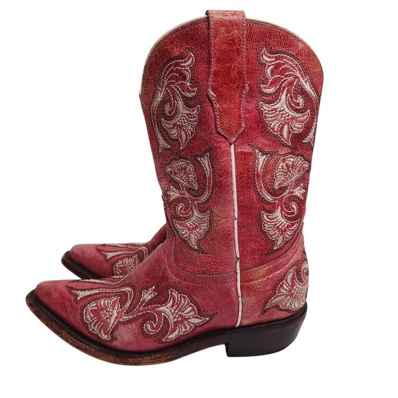 Corral Girl's Western Boots Pink Cowgirl Cowboy Leather 13 Floral Embroidered - Picture 1 of 13